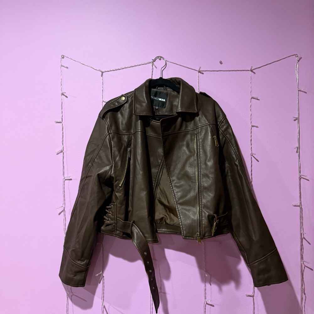 Fashion Nova Brown Faux Leather Jacket